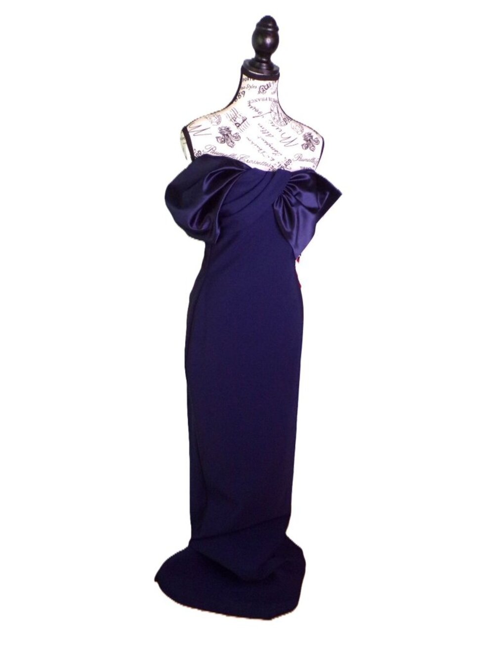🆕CHIARA BONI Vezia Off Shoulder Gown Dress 8 Navy Blue - Picture 6 of 15